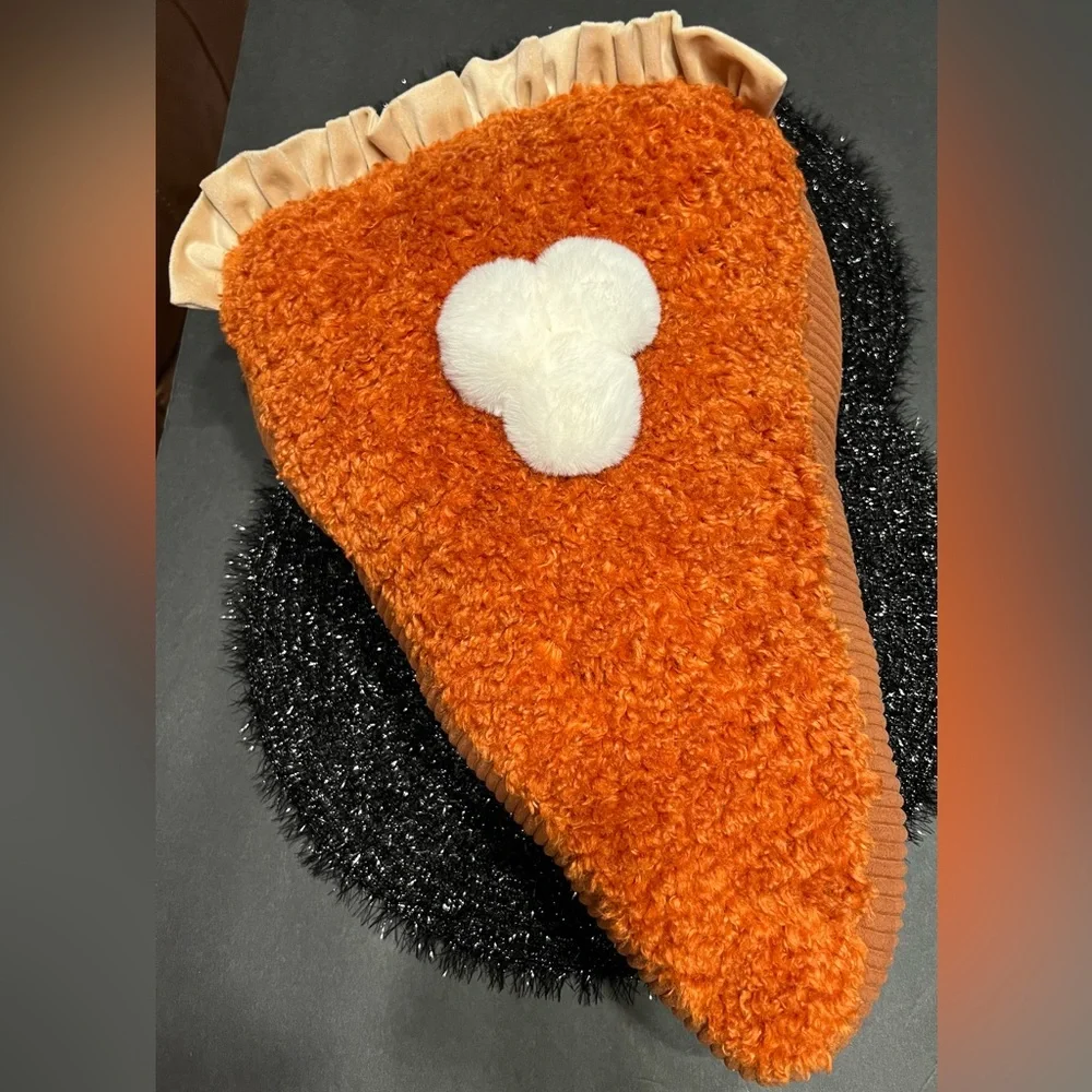 Large Slice of Pumpkin Pie Throw Pillow Whipped Cream Fluted Crust Harvest Fall